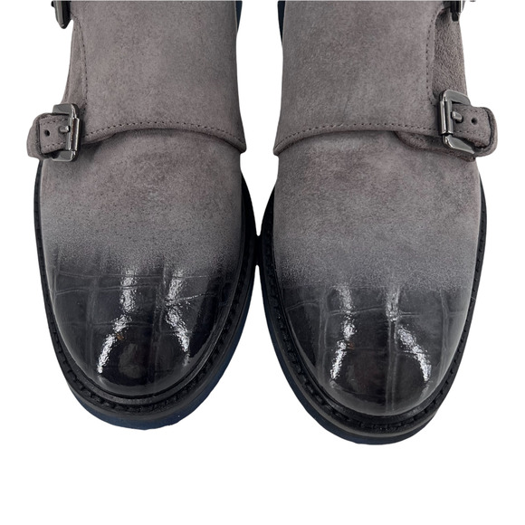 SAX Italy Loafers Leather Suede Grey Crocodile Women's Sz 35 / 5 NIB $300 - Picture 4 of 13